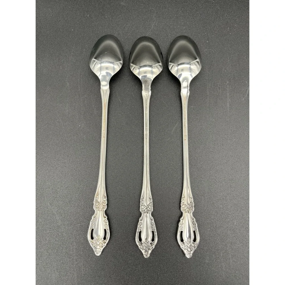 Brahms Stainless Iced Tea Spoons 3 Piece Set Oneida Silver Distinction Plus